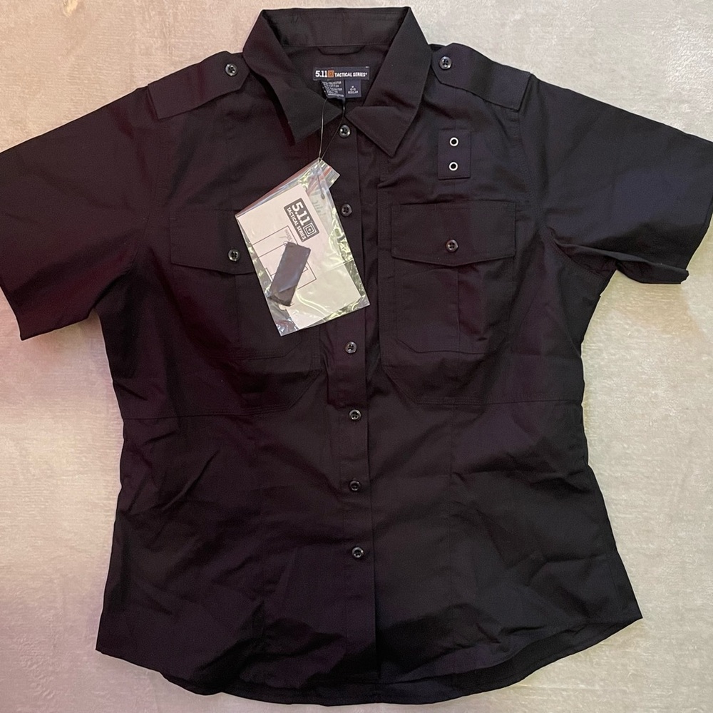 5.11 Tactical Womens Medium Twill PDU Class A Short Sleeve Shirt Black New